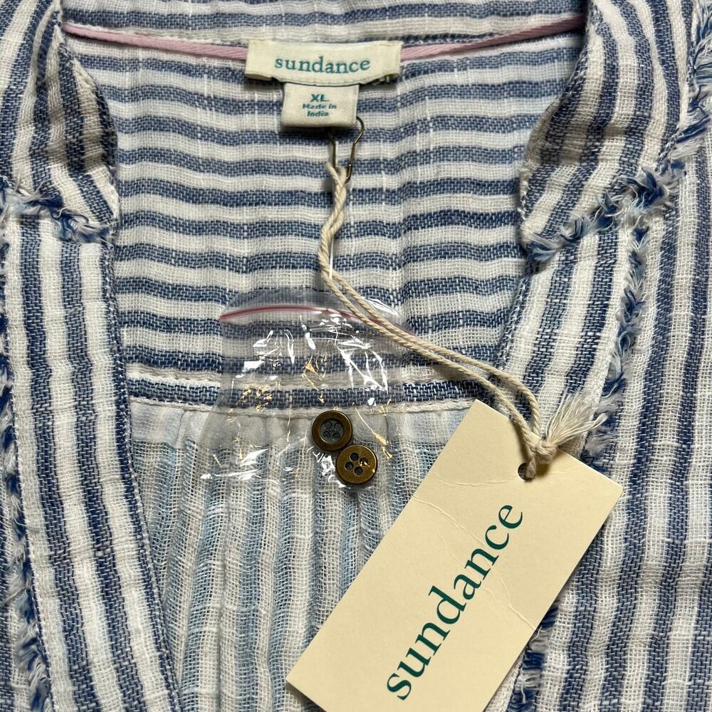 Sundance NWT Women's Trouvaille Tunic Boho Top Striped Coastal Coverup Size XL - Picture 3 of 16